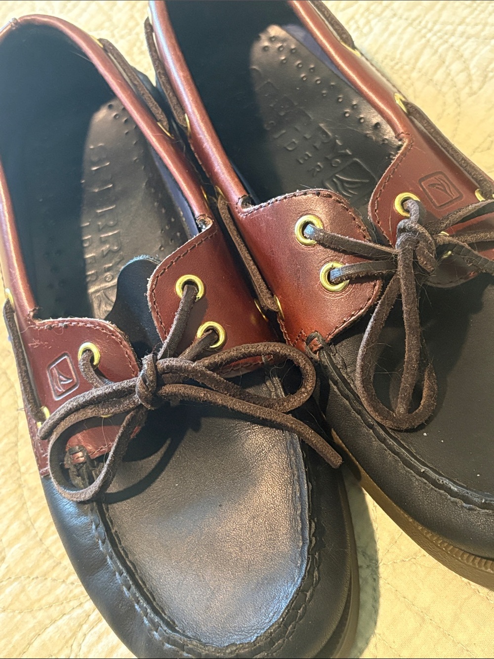 Men’s Sperry Two-Tone Brown and Black Leather Boat Shoes